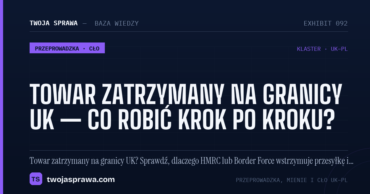 Towar zatrzymany na granicy UK — co robić krok po kroku? — infografika | Twoja Sprawa