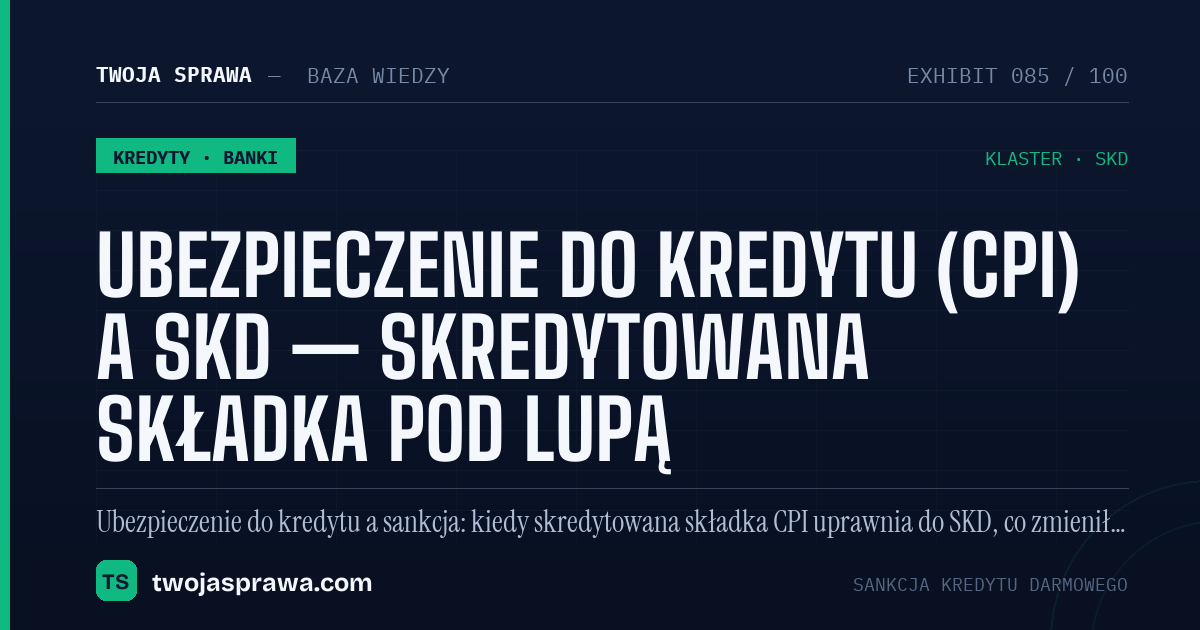 Ubezpieczenie do kredytu (CPI) a SKD — skredytowana składka pod lupą — infografika | Twoja Sprawa