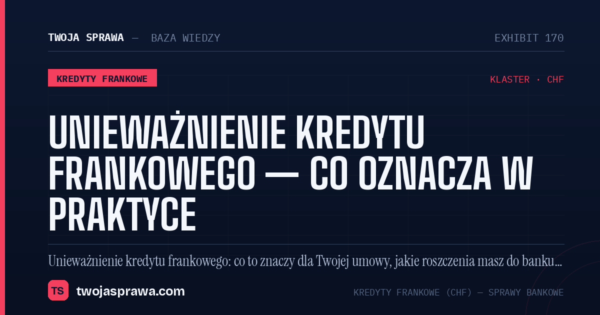 Unieważnienie kredytu frankowego — co oznacza w praktyce — infografika | Twoja Sprawa