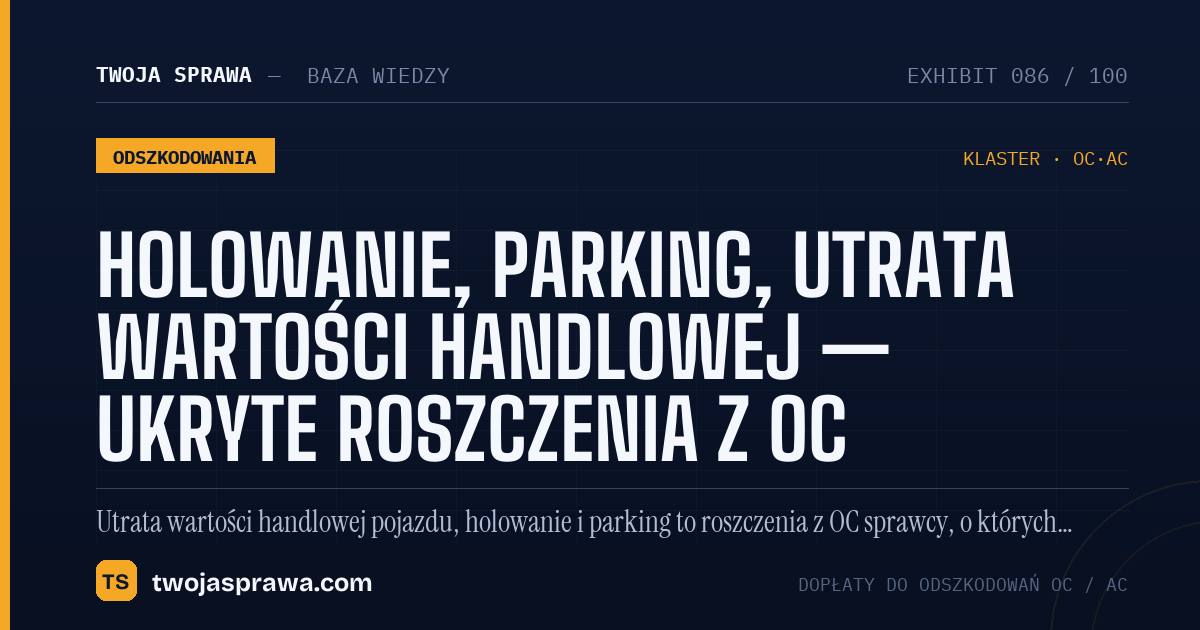 Holowanie, parking, utrata wartości handlowej — ukryte roszczenia z OC — infografika | Twoja Sprawa