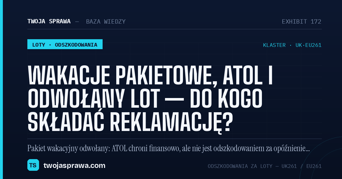 Wakacje pakietowe, ATOL i odwołany lot — do kogo składać reklamację? — infografika | Twoja Sprawa