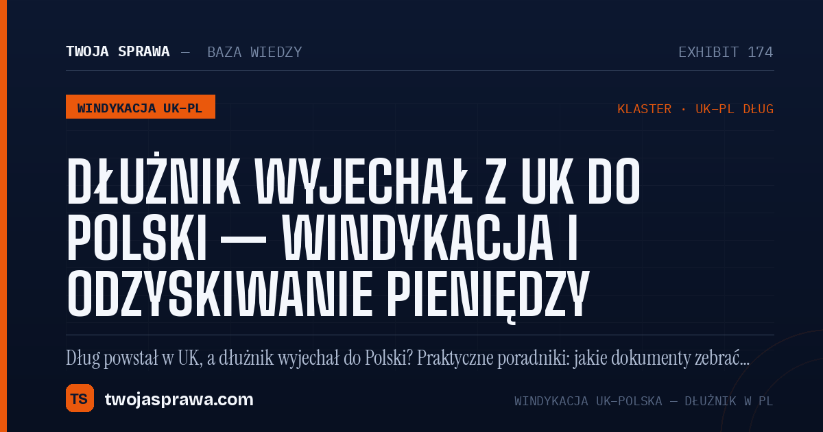 Dłużnik wyjechał z UK do Polski — windykacja i odzyskiwanie pieniędzy — infografika | Twoja Sprawa