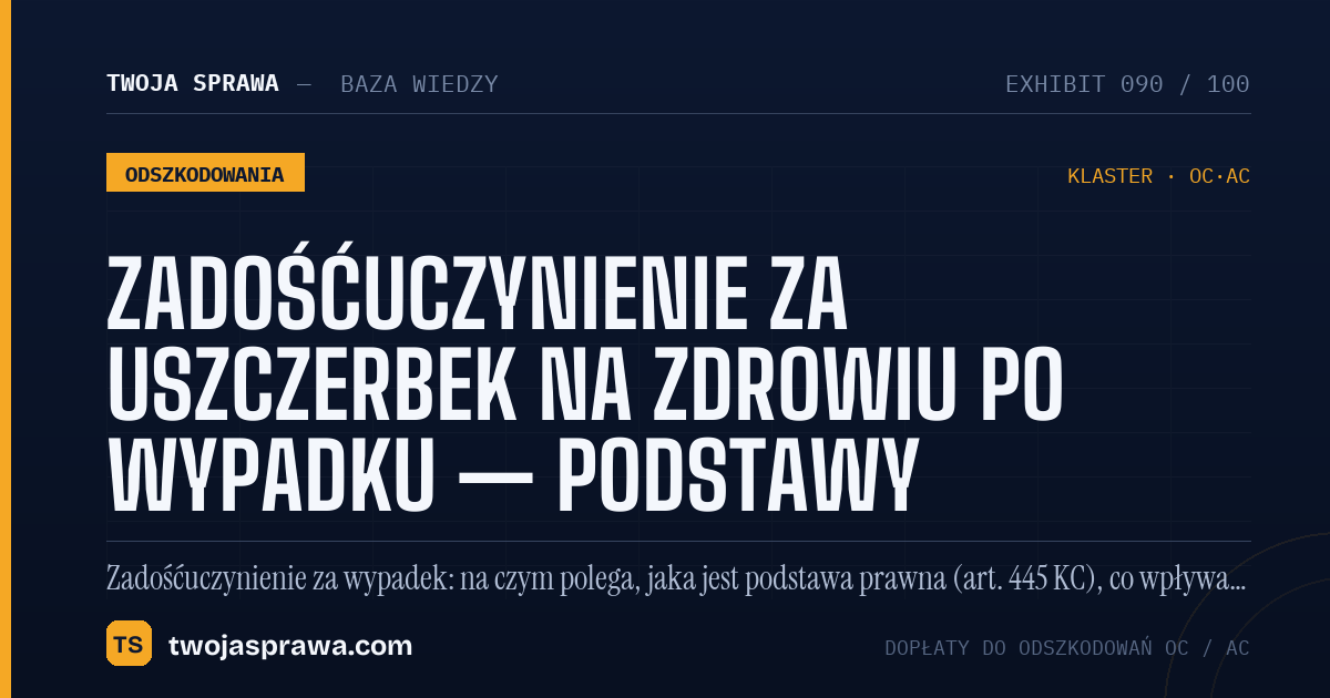 Zadośćuczynienie za uszczerbek na zdrowiu po wypadku — podstawy — infografika | Twoja Sprawa