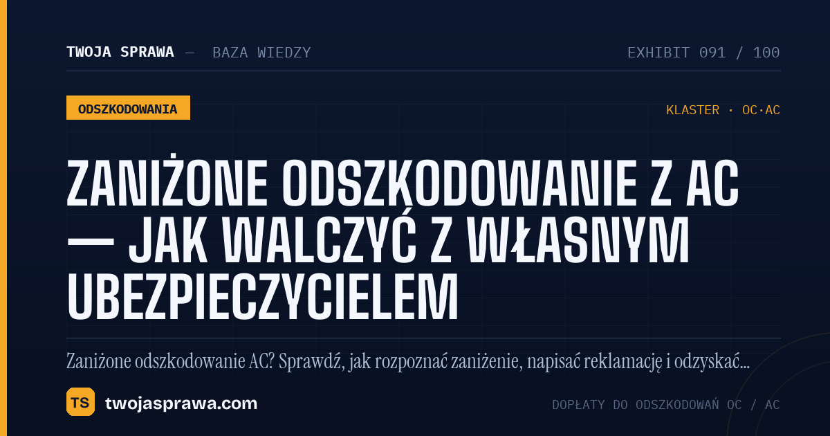 Zaniżone odszkodowanie z AC — jak walczyć z własnym ubezpieczycielem — infografika | Twoja Sprawa