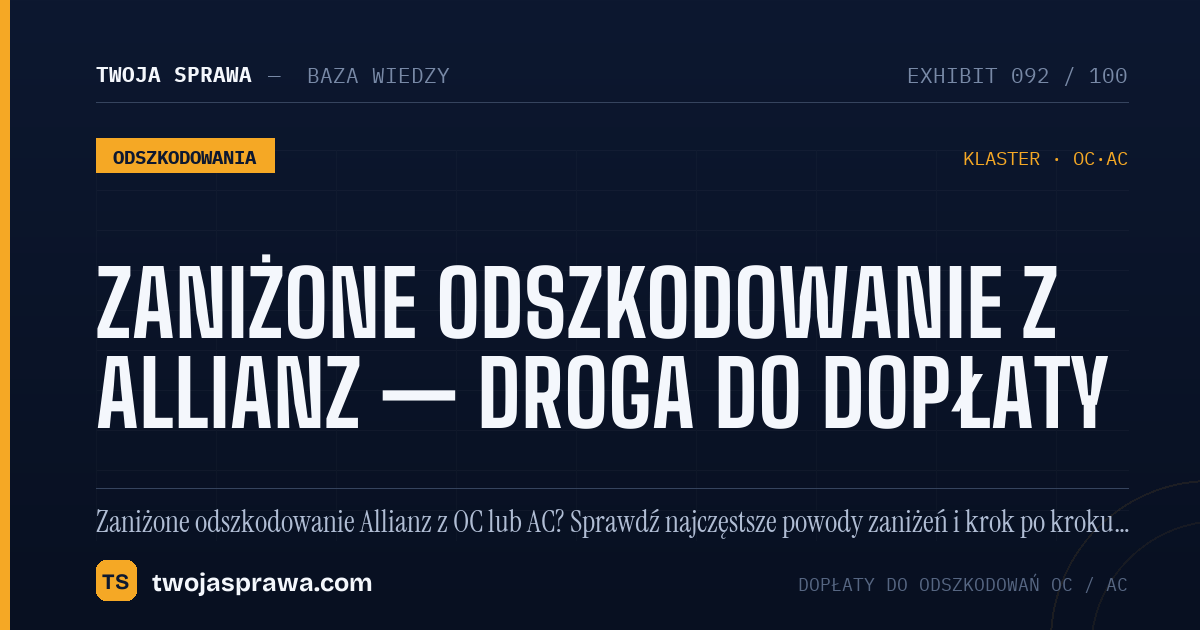 Zaniżone odszkodowanie z Allianz — droga do dopłaty — infografika | Twoja Sprawa