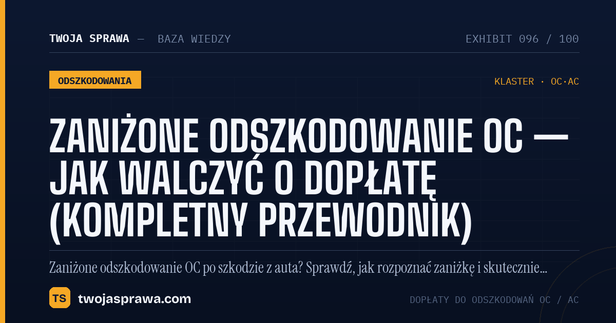 Zaniżone odszkodowanie OC — jak walczyć o dopłatę (kompletny przewodnik) — infografika | Twoja Sprawa