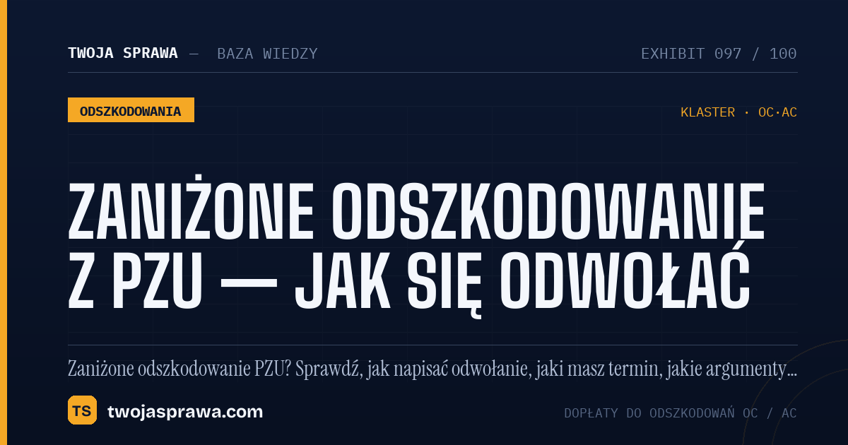Zaniżone odszkodowanie z PZU — jak się odwołać — infografika | Twoja Sprawa