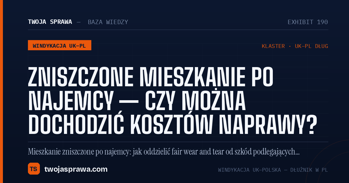 Zniszczone mieszkanie po najemcy — czy można dochodzić kosztów naprawy? — infografika | Twoja Sprawa